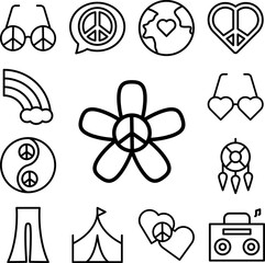 Poster - Flower, peace icon in a collection with other items