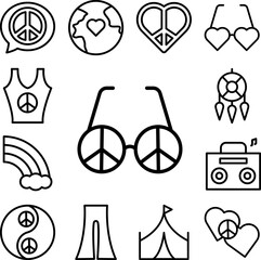 Poster - Glasses, peace icon in a collection with other items