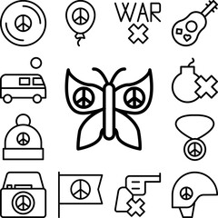 Poster - Butterfly, peace icon in a collection with other items