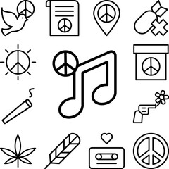 Poster - Note, peace icon in a collection with other items