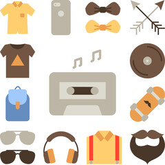Poster - Cassette, music icon in a collection with other items