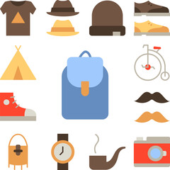 Poster - Backpack icon in a collection with other items
