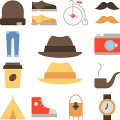 Sticker - Hat, clothes icon in a collection with other items