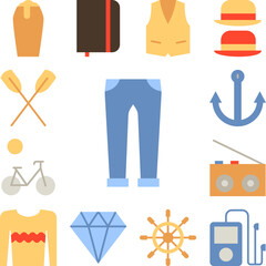 Poster - Clothes, jeans icon in a collection with other items