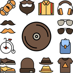 Poster - Vinyl, disc icon in a collection with other items