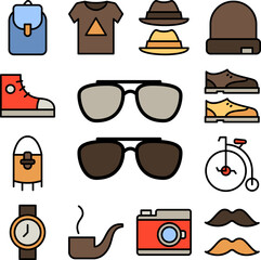 Poster - Glasses icon in a collection with other items