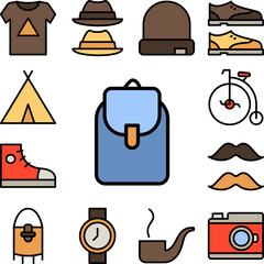 Poster - backpack icon in a collection with other items