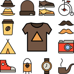 Poster - T shit icon in a collection with other items
