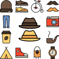 Poster - Hat, clothes icon in a collection with other items