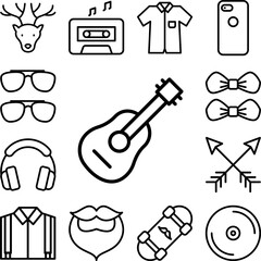 Poster - Guitar, music icon in a collection with other items