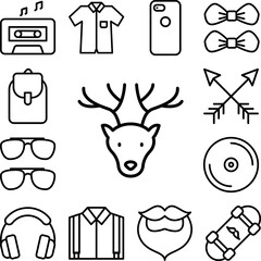 Poster - Deer, animal icon in a collection with other items