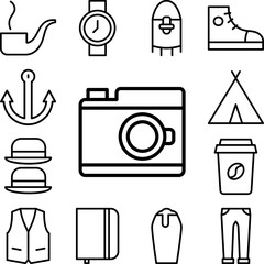 Poster - Camera, technology icon in a collection with other items