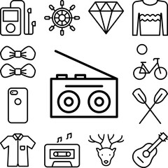 Poster - Record player, technology icon in a collection with other items