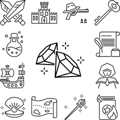 Poster - diamond icon in a collection with other items