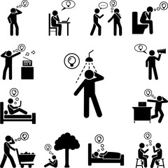 Poster - man in bath find idea icon in a collection with other items