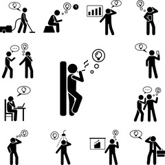 Poster - smoking man have idea icon in a collection with other items