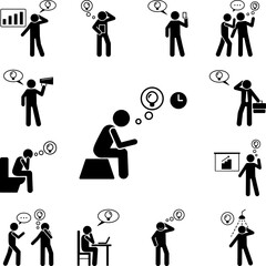 Poster - Man have idea seating icon in a collection with other items