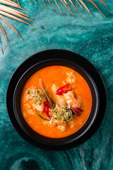 Sticker - Traditional Thai soup Tom Yum kung with seafood, coconut milk and chili pepper