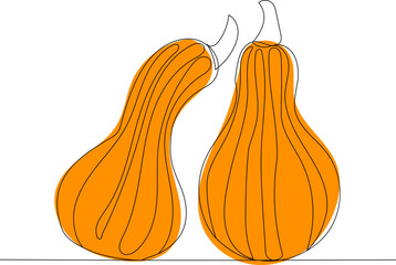 Wall Mural - pumpkin orange drawing one continuous line vector