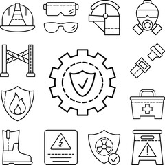 Poster - Gear, shield, safety icon in a collection with other items