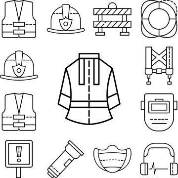 Fireproof, clothes, safety icon in a collection with other items