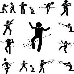 Sticker - Foot man shoot icon in a collection with other items