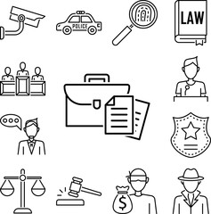Poster - Briefcase icon in a collection with other items