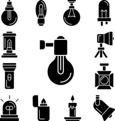 Wall Mural - Light, light bulb icon in a collection with other items