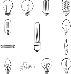 Poster - Light bulb icon in a collection with other items