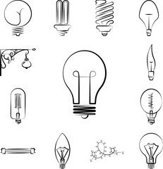 Poster - Light bulb icon in a collection with other items