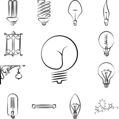 Poster - Light bulb icon in a collection with other items