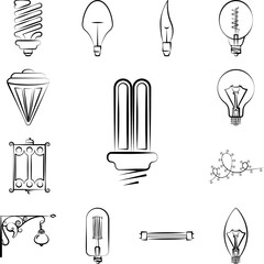 Poster - Light bulb icon in a collection with other items