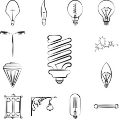Poster - Light bulb icon in a collection with other items