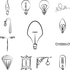 Poster - Light bulb icon in a collection with other items