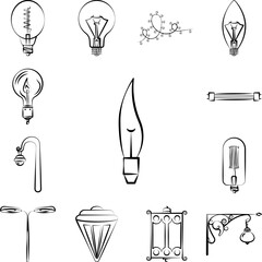 Poster - Light bulb icon in a collection with other items