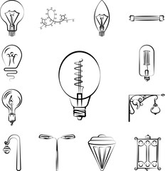 Poster - Light bulb icon in a collection with other items