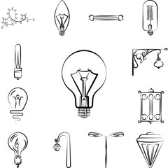 Poster - Light bulb icon in a collection with other items