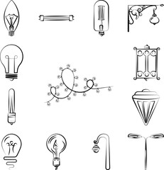 Poster - Light bulb icon in a collection with other items