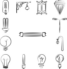 Poster - Light bulb icon in a collection with other items