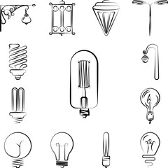 Poster - Light bulb icon in a collection with other items