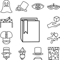 Poster - Magic, book icon in a collection with other items