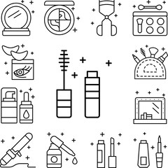Poster - Mascara, makeup icon in a collection with other items