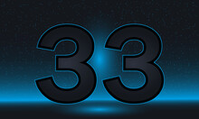 Number 33 Vector. Luxury Blue Number 33 With Luxurious Modern Background. Vector Design For Celebration, Invitation Card And Greeting Card
