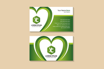 Poster - green love heart vector sign Business Card template. Vector icon for beauty industry, salon, spa, cosmetics package labeling, boutique. Corporate identity template. Femininity, beauty concept