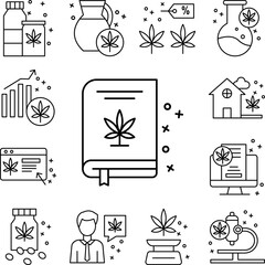 Sticker - Book marijuana cannabis icon in a collection with other items