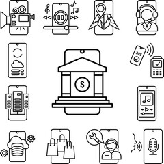 Poster - Mobile banking icon in a collection with other items