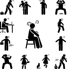 Wall Mural - Person, sit down, angry icon in a collection with other items