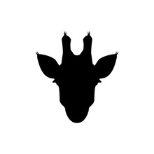 Giraffe Head Silhouette Vector Logo Icon Illustration. Simple And Cool For Giraffe Head Icon Design. Both For Print And Digital Designs.