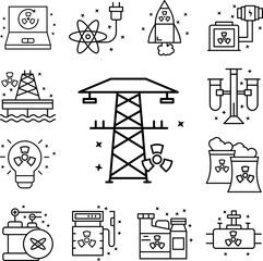 Fototapete - Electricity industry energy icon in a collection with other items