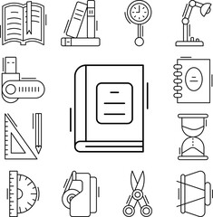 Poster - Book icon in a collection with other items